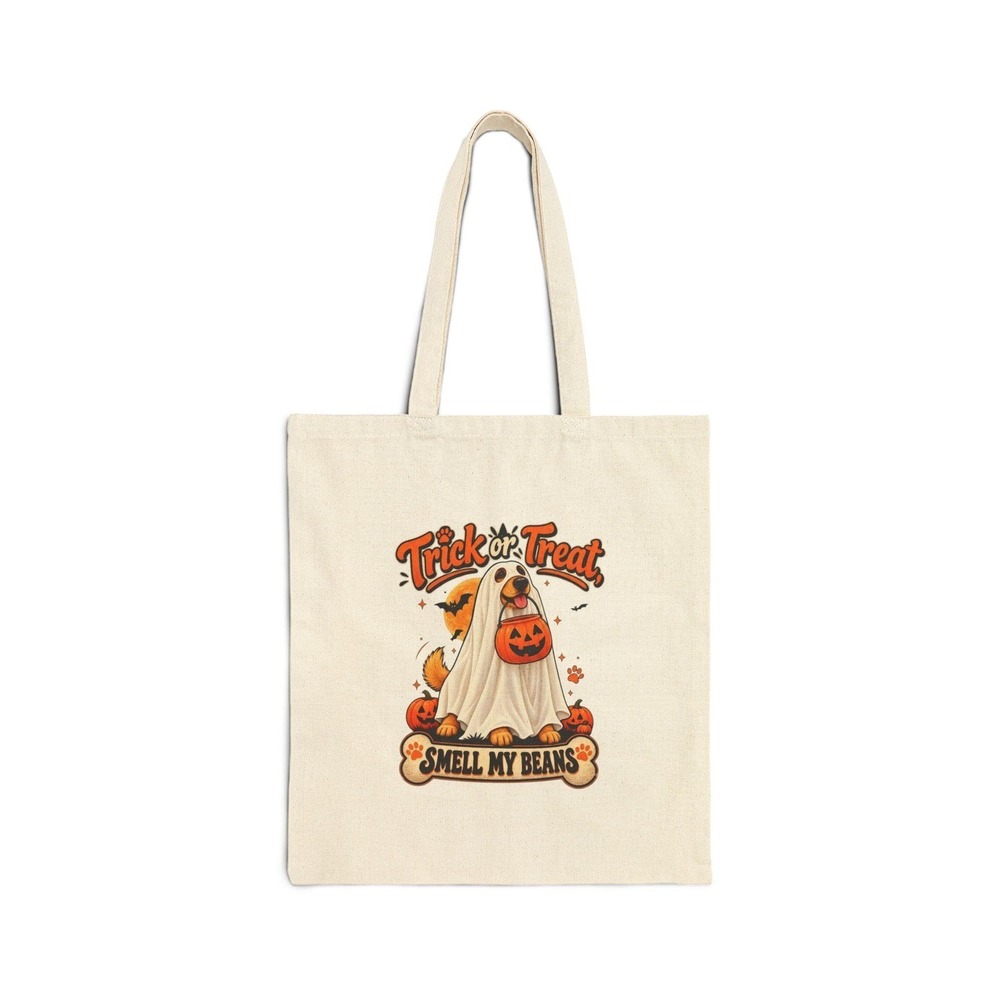 Halloween Golden Retriever Ghost Cotton Canvas Tote Bag Trick or Treat Dog Bag
